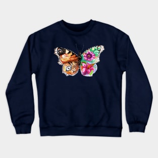 Brown butterfly with flowers drawing Crewneck Sweatshirt